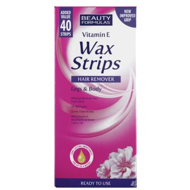 BEAUTY FORMULAS WAX STRIPS HAIR REMOVER LEGS &amp; BODY with VITAMIN E 40`s
