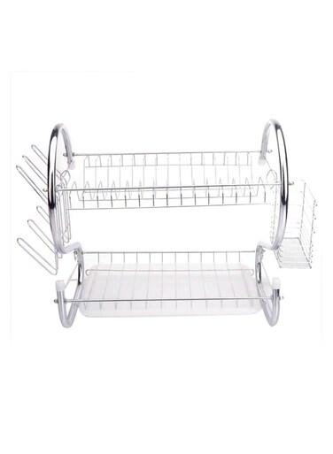 Tiers Dish Rack Silver 15.74x14.57x9.84inch