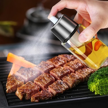 Oil Atomiser, Oil Sprayer Spray Bottle with Extra Strong Atomisation, Thanks to the Integrated Pump, Oil Sprayer BPA Free for Cooking, BBQ, Grilling, Salads