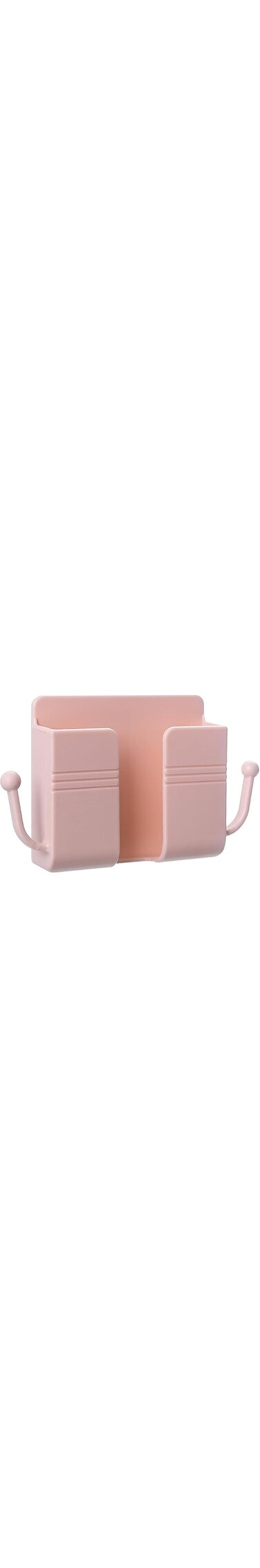 1pc Multi-Function Wall-Mounted Storage Box, Wall-Mounted Mobile Phone Holder, Wall-Mounted Organizer Box, Mobile Phone Charging Storage Box with 2 Hooks, Self-Adhesive Punch Free (Pink)