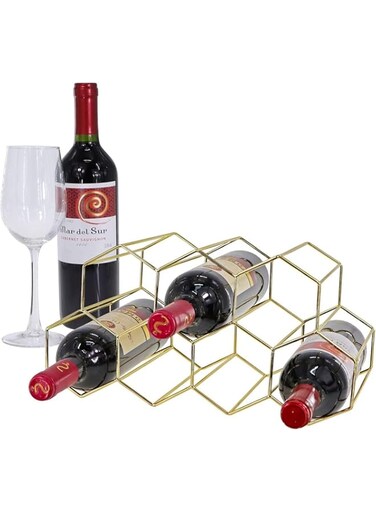 Countertop Wine Rack, 9 Bottle Wine Holder for Wine Storage, No Assembly Required, Modern Metal Wine Rack-Wine Bottle Holder, Tabletop Wine Rack