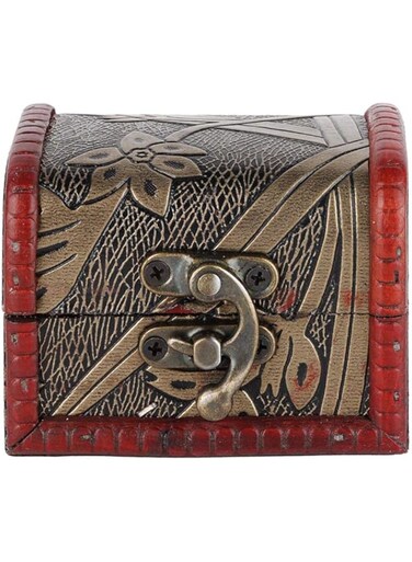FFAACCA Jewelry Box Retro Wooden Treasure Chest Mini Handmade Box Wooden Jewelry Lock Box Gift Box Ring Box for Storing Jewelry Gems Pearls