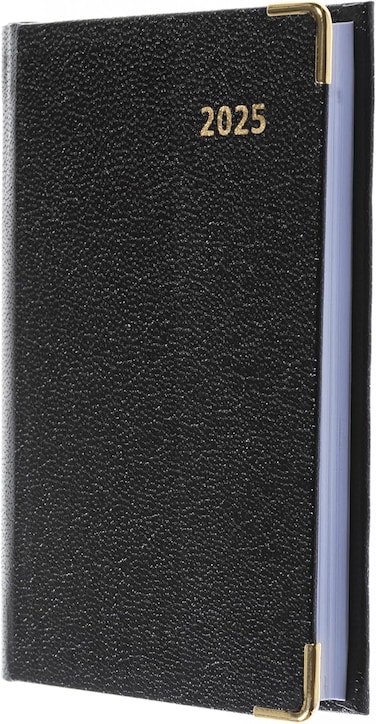 Debden Collins Business Pockets 2025 Diary for Business - Regal Week to View Pocket Diary (with Pencil) - Black - (392BP.99-25) - Professional Pocket Planner with Leathergrain Cover