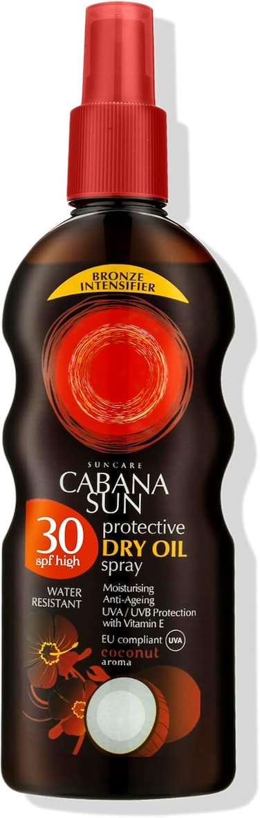 Cabana Sun SPF 30 Dry Oil Spray, 200ml, High SPF Protection, Water-Resistant, Moisturising, Anti-Ageing, Uva/Uvb Protection, With Vitamin E, Coconut Aroma, Eu Compliant