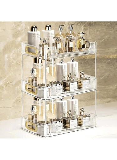 Aokraty Bathroom Countertop Organizer, Cosmetics Skincare Organizer Holder for Perfume, Bathroom Organizers and Storage for Dresser Vanity Tray Sink (White3)