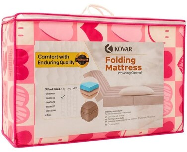 Comfy Single Bed Heart Printed Foldable Foam Mattress In multicolor- 180X90X6cm