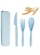 Star Work Wheat Straw Cutlery,Portable Cutlery Spoon Fork Knife,Resuable Flatware Set with Case for Adults Travel Utensils,Eco-Friendly Non-Toxin BPA Free (Blue)