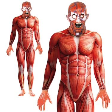 Anatomy Man Cotume With Bodyuit &amp; Mak, Red