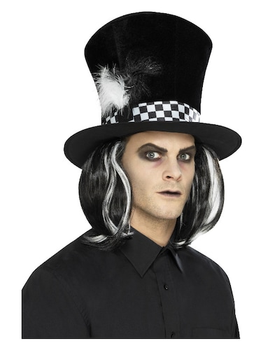 Dark Tea Party Top Hat Black w/ Hair
