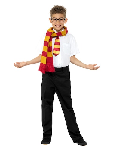 School Wizard Fancy Dress Set Scarf Tie &amp; Glasses Book Day Harry Kit