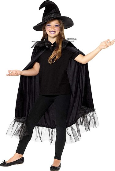 Parkly Witch Kit, Black, with Cloak &amp; Hat