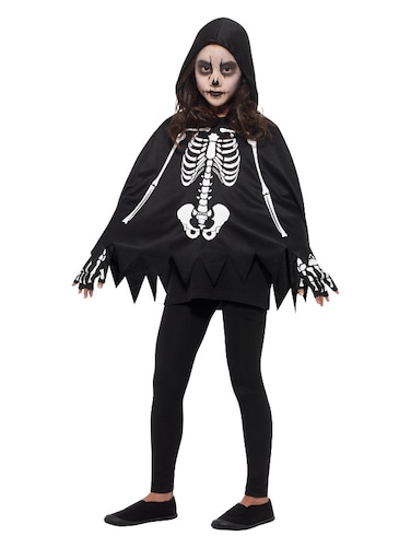 Kids Skeleton Poncho w/ Gloves