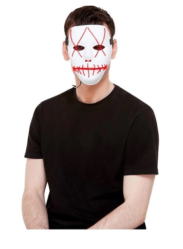 Titch Face White Mask Neon Red w/ Elatic trap