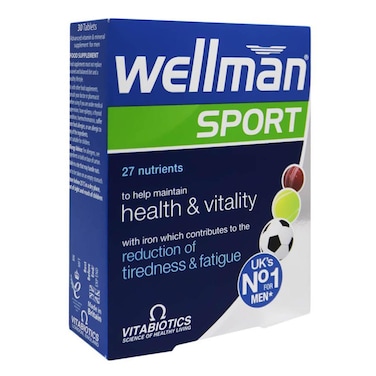Vitabiotics Wellman Sport Men's Multivitamin Supplement Tablets For Health &amp; Vitality, Pack of 30's
