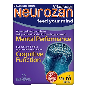 Vitabiotics Neurozan Mind Booster Supplement Tablets For Healthy Mental &amp; Cognitive Function, Pack of 30's