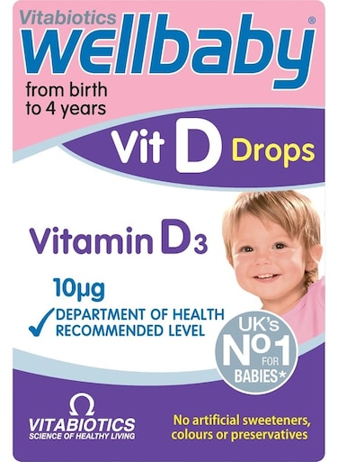 Wellbaby Vitamin D Drops 30ml   From Birth to 4 Years   Ideal Strength Vitamin D (400IU) for Infants &amp; Young Children   Immune System Function - Growth &amp; Development of Bone