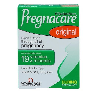 Vitabiotics Pregnacare Original Pregnancy Supplement Tablets With Folic Acid &amp; Iron, Pack of 30's