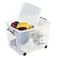 Strata Smart Box Clip-On Folding Lid Carry Handles 75 Litre Clear with Black Wheels -XW676-CLR/CLR-EX