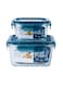 2Pcs 400ml And 900ml Square Glass Food Storage Container With Blue Lid
