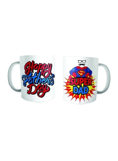 Dad Printed Porcelain Mug White/Blue/Red