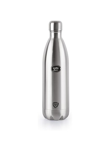 Cello Swift Stainless Steel Vacuum Insulated Flask 1000ml  Hot and Cold Water Bottle with Screw lid   Double Walled Silver Bottle for Home, Office, Travel   Steel Thermos Bottle 1L
