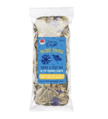 Burgess Excel Forage &amp; Feast Hay Bar Cornflower Small Pet Treats 60G
