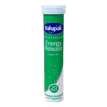 Valupak Energy Release Vitamin B &amp; Vitamin C Effervescent Tablets, Pack of 20's