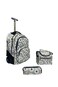 3-Piece Rolling School Set, 18-Inch Wheeled Backpack with Matching Lunch Bag and Pencil Case.(Brown Flower Print)