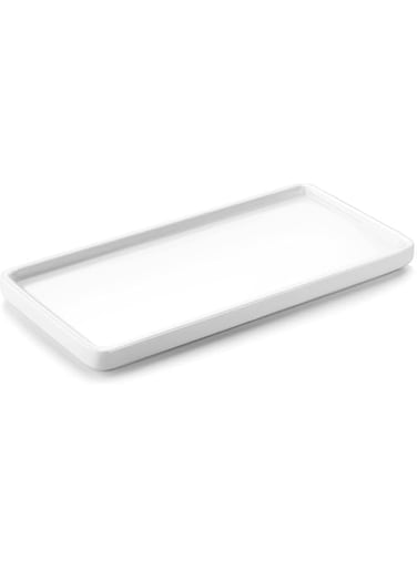 THE WHITE SHOP Rectangular Vanity Sink Tray for Bathroom,Ceramic Kitchen Soap Tray,Comestic Holder Bathtub Organizer (Size : Small)