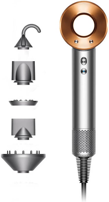 Dyson HD08 Supersonic Hair Dryer Nickel/Copper  1600W, 5 Attachments, Intelligent Heat Control - International Version