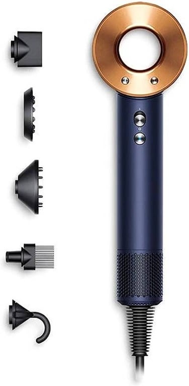 Dyson HD08 Supersonic Hair Dryer Prussian Blue/Nickel Copper  1600W, 5 Attachments, Intelligent Heat Control - International Version