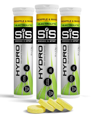 Science In Sport Hydro Electrolyte Tablets, Sugar Free Hydration Tablets, Essential Electrolytes to Reduce Fatigue &amp; Aid Rehydration, Gluten Free, Pineapple &amp; Mango Flavour, 60 Servings, 3 Pack