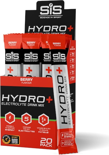 Science In Sport HYDRO+ Electrolyte Powder Sachets   Sugar Free Hydration Powder   Essential Electrolytes to Reduce Fatigue &amp; Aid Rehydration   Gluten Free   Berry Flavour   20 Servings   20 Pack