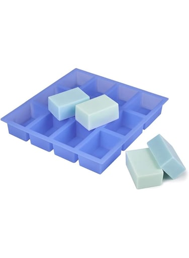 JET LAG Rectangle Silicone Soap Mold 4oz, 12 Bar Soap Mold for Soap Making, Thick and Durable with Flat Sides and Smooth Lines