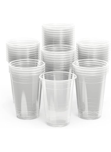 Cosmoplast 14 Oz Clear Plastic Cups Pack Of 50, Trcb14Ozptclp50, Drinking Cups