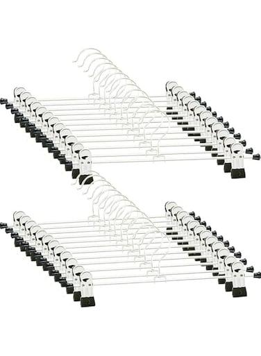 NORTHERN BROTHERS Trouser Hangers - 24 Pack Skirt Hangers with Clips Clip Hangers Pant Hangers Trouser Hangers with Clips for Adults Kids