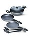 Aluminium Migo Nonstick Granite 6 Pcs Induction Bottom Cookware Set 3 Mm Thick,Festival Gift Set Mfkt 6,5-Layer Super Granite Coated Cookware Set,Hammer Tone Exterior Finish,1 Yr Warranty - MFKT 6, Grey