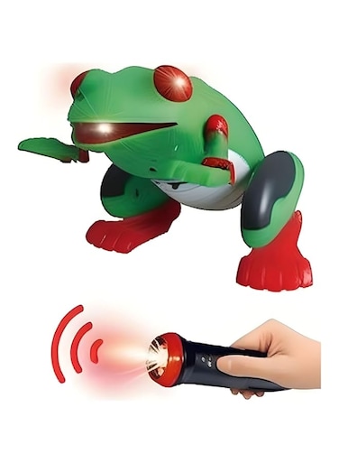 Fitto Laser Remote Control Frog Toy - Life Like with Jumping, Sound and Light, Green