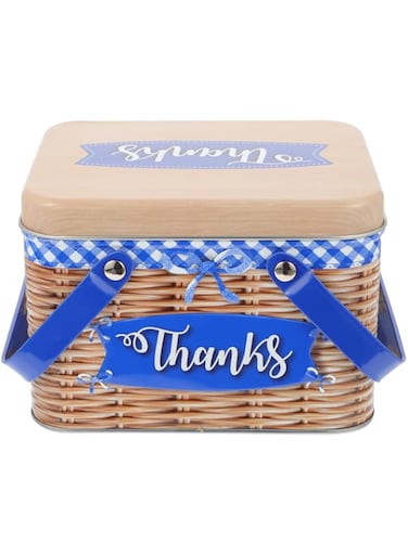 Hemoton Metal Tin Cookie Snack Jars With Handle,Tinplate Candy Cookie Box,Creative Cookie Jar,Biscuit Storage Container,Tinplate Box For Dry Storage Tea Cookies Candy Candle Crafts Favors