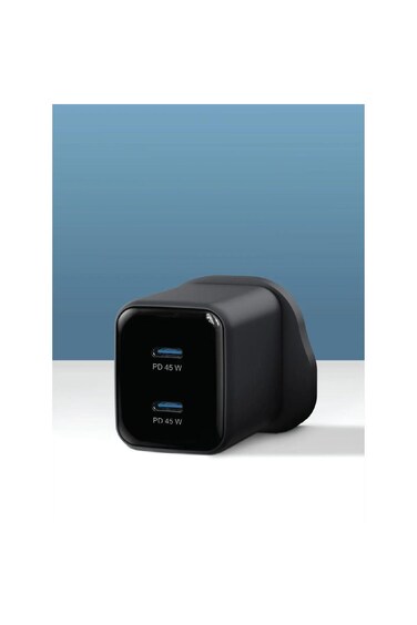 Volt-X 45W Dual USB-C GaN Wall Charger with Cable, Fast Charging, UK Plug