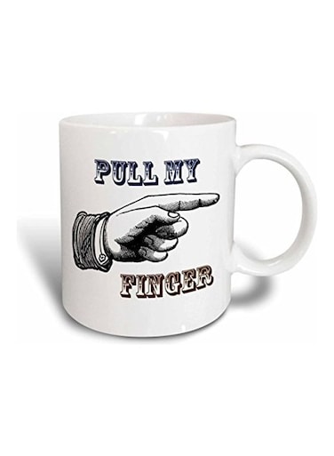 Pull My Finger Vintage Art Funny Fart Jokes Two Tone Mug Multicolour