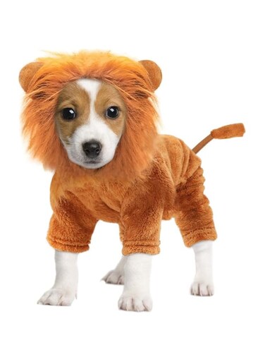Pet Costume,Halloween Dog Cosplay Lion Costume Christmas Puppy Small Dog Funny Cosplay Outfits,Cats Funny Apparel Dressing Up Parties Pet Clothes Suits (Brown, S)