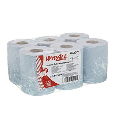 WypAll L10 Service &amp; Retail Wiping Paper, Blue - 280 Sheets per Roll, Pack of 6 Rolls