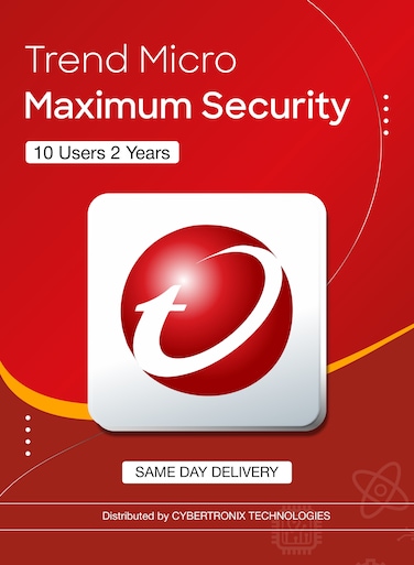 Trend Micro Maximum Security   10 Users 2 Years   Digital License   Same-Day Delivery