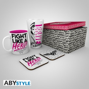 ABYstyle Dc Comics - Pack Glass XXL + Mug + 2 Coasters Heroes