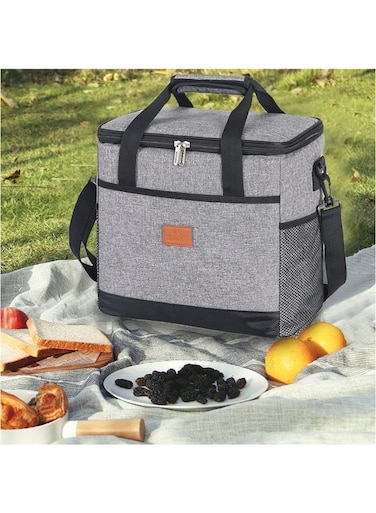 Cooler Bag, Insulated Oxford Lunch Bag with Shoulder Strap, Portable and Leakproof Grocery Bag for Indoor Outdoor, BBQ, Beach, Camping, Picnic, Travel, B-8025 (Grey, 15L)