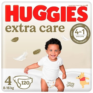Huggies Baby Nappies Extra Care With Disney Design Size 4, 120 Nappies (2 X 60), Monthly Box