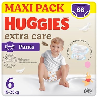 Huggies Extra Care Size 6 (16-30kg) 4 Packs Of 22 Nappies - 4520g (Packaging May Vary)