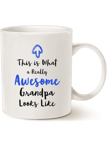 MAUAG Christmas Gifts Grandpa Coffee Mug from Granddaughter Grandson, This Is What a Really Awesome Grandpa Looks Like Birthday Gifts Idea for Grandpa Grandfother Cup White, 11 Oz