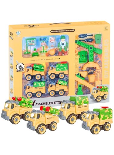 UKR 4 Cars Playset Military Checkpoint Traffic Signs Gift Set Large Boys Birthday Gift Assembly